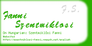 fanni szentmiklosi business card